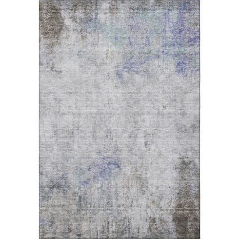9' X 12' Brown Gray And Purple Abstract Washable Area Rug With UV Protection
