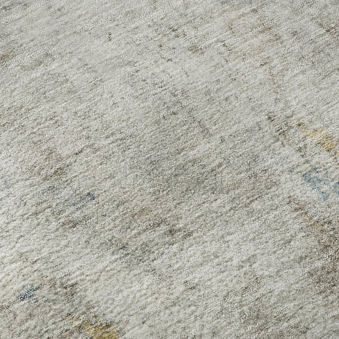 8' Teal Pink And Gold Abstract Washable Area Rug With UV Protection