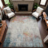 8' Teal Pink And Gold Abstract Washable Area Rug With UV Protection