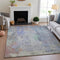 9' X 12' Purple Blue And Gray Abstract Washable Area Rug With UV Protection
