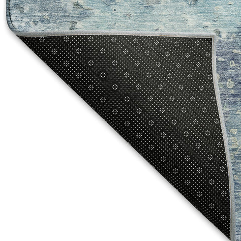 5' X 8' Blue Pink And Gray Abstract Washable Area Rug With UV Protection