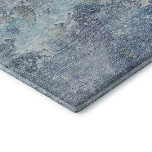 5' X 8' Blue Pink And Gray Abstract Washable Area Rug With UV Protection