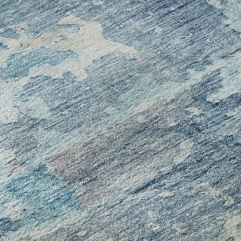 5' X 8' Blue Pink And Gray Abstract Washable Area Rug With UV Protection