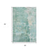 5' X 8' Emerald Pale Aqua And Ivory Abstract Washable Area Rug With UV Protection