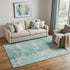 5' X 8' Emerald Pale Aqua And Ivory Abstract Washable Area Rug With UV Protection