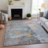 9' X 12' Granite Gray Teal And Blush Abstract Washable Area Rug With UV Protection