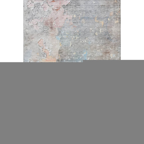 9' X 12' Granite Gray Teal And Blush Abstract Washable Area Rug With UV Protection