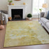 8' Gold Beige And Ivory Abstract Washable Area Rug With UV Protection