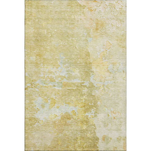 8' Gold Beige And Ivory Abstract Washable Area Rug With UV Protection