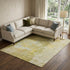 8' Gold Beige And Ivory Abstract Washable Area Rug With UV Protection
