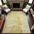 8' Gold Beige And Ivory Abstract Washable Area Rug With UV Protection