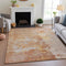 9' X 12' Salmon Ivory And Gold Abstract Washable Area Rug With UV Protection