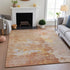 9' X 12' Salmon Ivory And Gold Abstract Washable Area Rug With UV Protection
