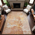 9' X 12' Salmon Ivory And Gold Abstract Washable Area Rug With UV Protection