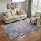 5' X 8' Blue Blush And Ivory Floral Washable Area Rug With UV Protection