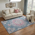 5' X 8' Blue Blush And Ivory Floral Washable Area Rug With UV Protection