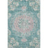 5' X 8' Teal Blush And Ivory Floral Washable Area Rug With UV Protection