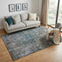 5' X 8' Fern Green Blue And Beige Abstract Washable Area Rug With UV Protection