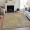 9' X 12' Fern Green Blue And Beige Abstract Washable Area Rug With UV Protection