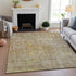 9' X 12' Fern Green Blue And Beige Abstract Washable Area Rug With UV Protection