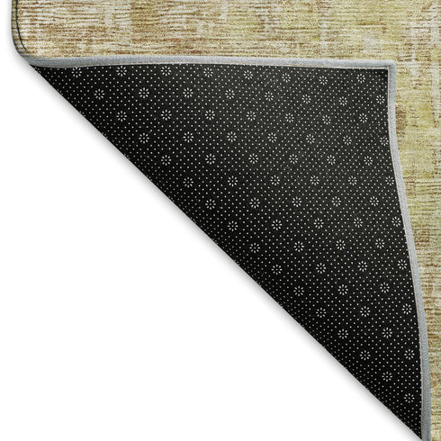 9' X 12' Fern Green Blue And Beige Abstract Washable Area Rug With UV Protection
