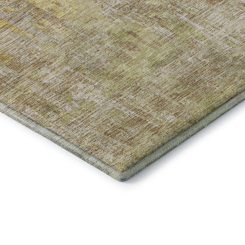 9' X 12' Fern Green Blue And Beige Abstract Washable Area Rug With UV Protection