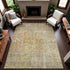 9' X 12' Fern Green Blue And Beige Abstract Washable Area Rug With UV Protection