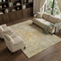 9' X 12' Fern Green Blue And Beige Abstract Washable Area Rug With UV Protection