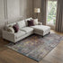 9' X 12' Pewter Gold And Eggplant Abstract Washable Area Rug With UV Protection