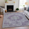 9' X 12' Purple And Silver Oriental Washable Area Rug With UV Protection