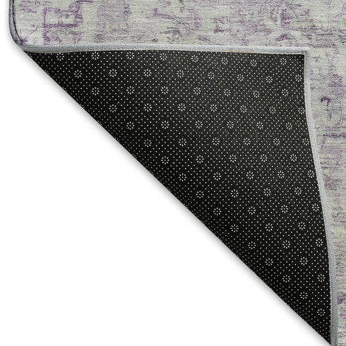 9' X 12' Purple And Silver Oriental Washable Area Rug With UV Protection
