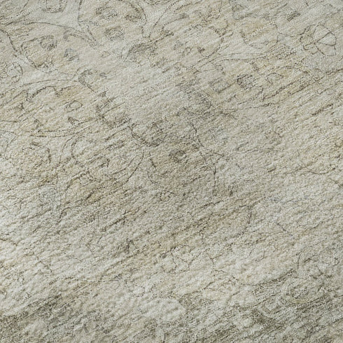 8' Beige And Taupe Oriental Washable Area Rug With UV Protection