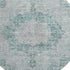8' X 8' Teal And Silver Oriental Washable Round Rug With UV Protection