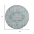 8' X 8' Teal And Silver Oriental Washable Round Rug With UV Protection