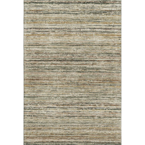 5' X 8' Beige Gold And Brown Striped Washable Area Rug With UV Protection