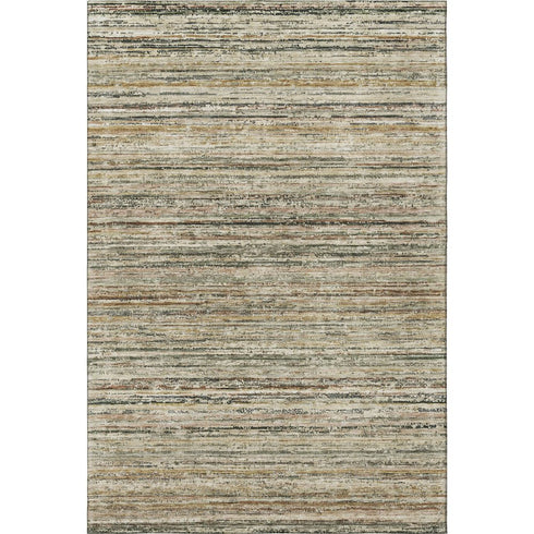5' X 8' Beige Gold And Brown Striped Washable Area Rug With UV Protection