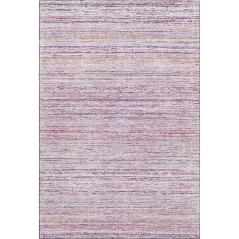 5' X 8' Mauve Lavender And Ivory Striped Washable Area Rug With UV Protection