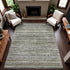 8' Pewter Silver And Gray Striped Washable Area Rug With UV Protection