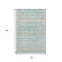 8' Teal Ivory And Gold Striped Washable Area Rug With UV Protection