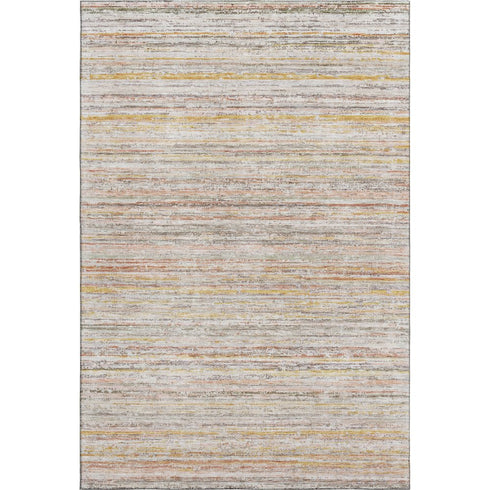 8' Terra Cotta Gold And Peach Striped Washable Area Rug With UV Protection