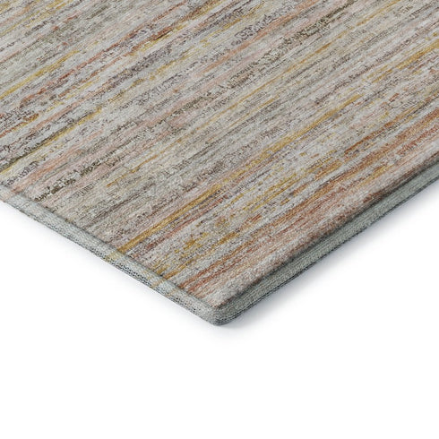8' Terra Cotta Gold And Peach Striped Washable Area Rug With UV Protection
