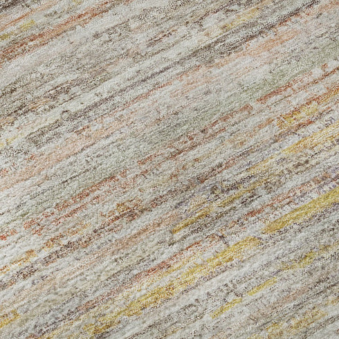 8' Terra Cotta Gold And Peach Striped Washable Area Rug With UV Protection