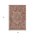5' X 8' Burgundy Ivory And Gold Oriental Washable Area Rug With UV Protection