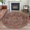 8' X 8' Burgundy Ivory And Gold Oriental Washable Round Rug With UV Protection
