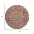 8' X 8' Burgundy Ivory And Gold Oriental Washable Round Rug With UV Protection