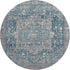 8' X 8' Blue Gray And Silver Oriental Washable Round Rug With UV Protection