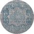 8' X 8' Blue Gray And Silver Oriental Washable Round Rug With UV Protection