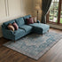 9' X 12' Blue Gray And Silver Oriental Washable Area Rug With UV Protection