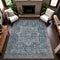 9' X 12' Blue Gray And Silver Oriental Washable Area Rug With UV Protection