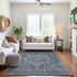 9' X 12' Blue Gray And Silver Oriental Washable Area Rug With UV Protection